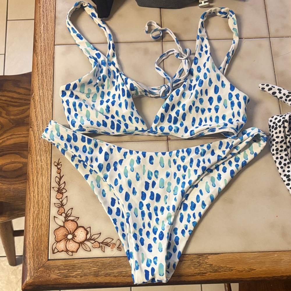 SHEIN Blue and White Bikini Set